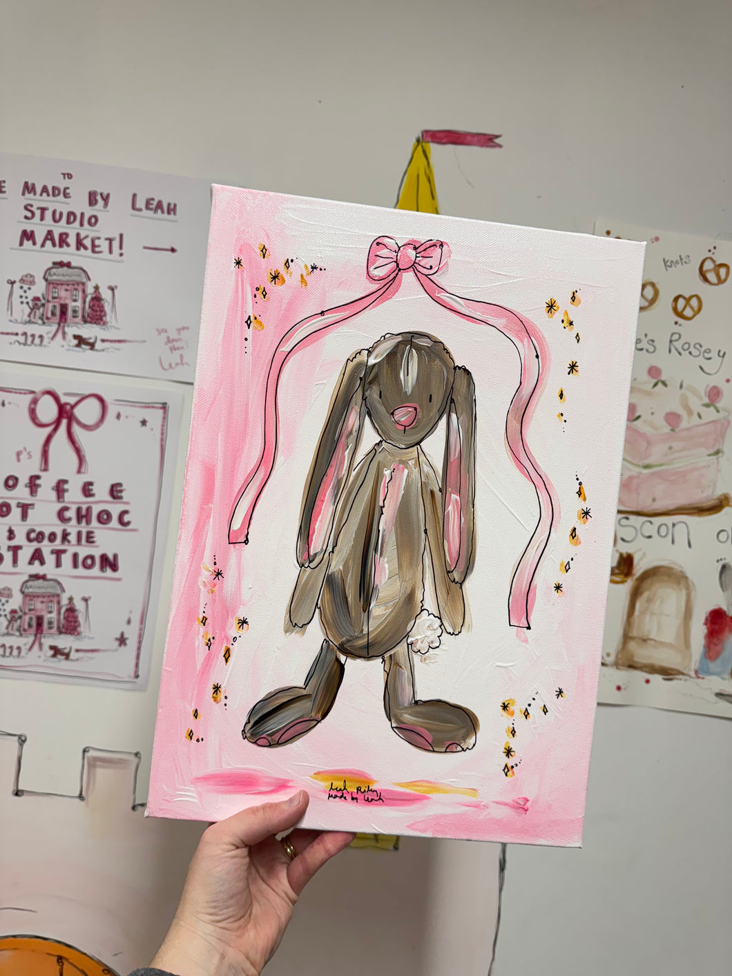 A3 Hand Painted Box Canvas “Bunny”