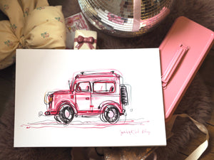 Adventure Pink Car Art Print