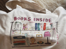 Load image into Gallery viewer, XL ‘BOOKS INSIDE’ Tote Bag
