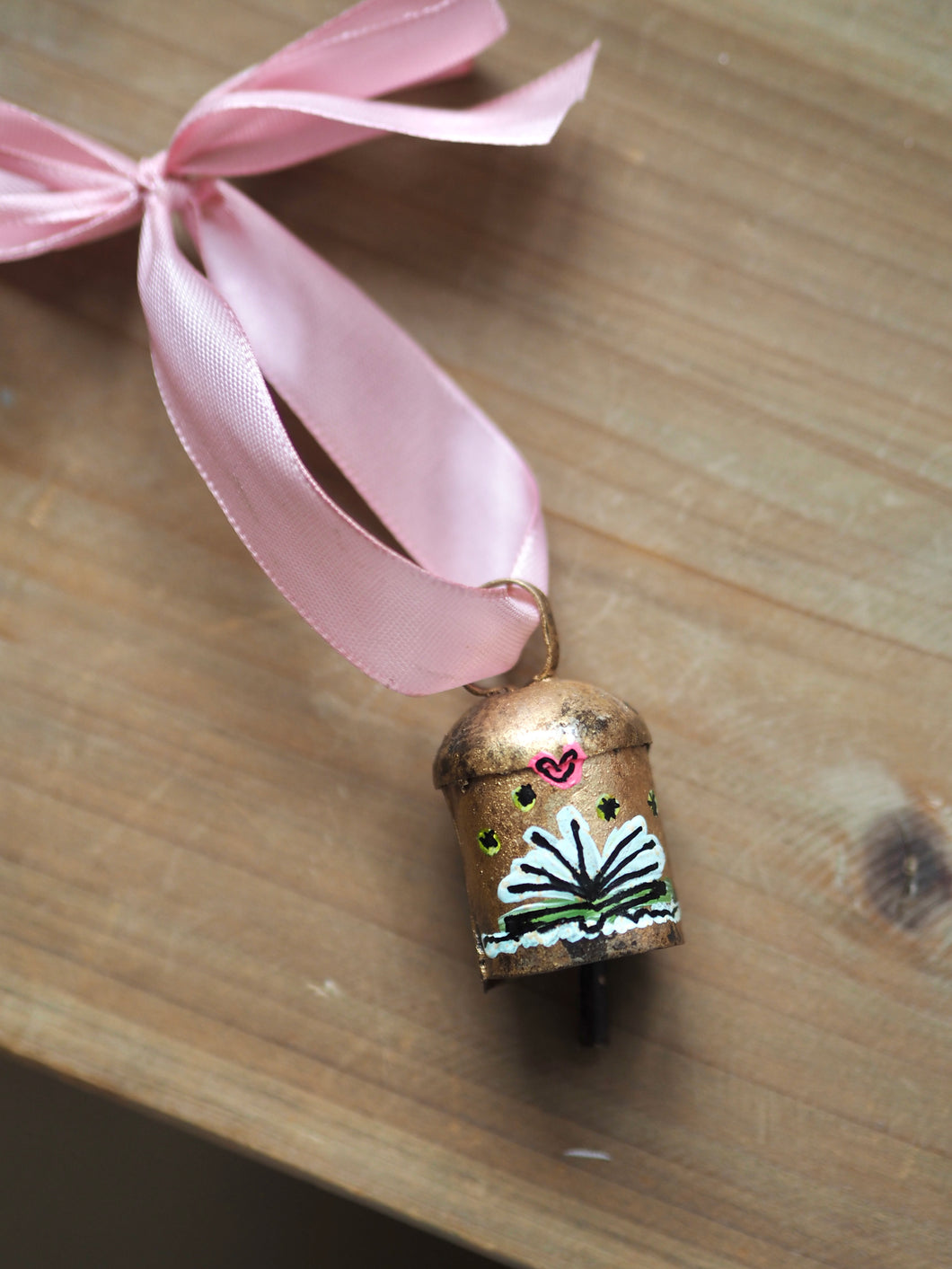 Hand Painted Dinky Brass Bell ‘Open Book’