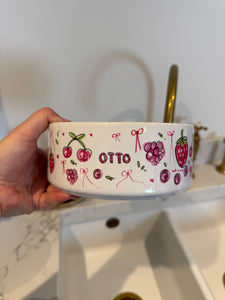 The Personalised Berries Dog Bowl