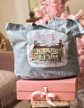 Load image into Gallery viewer, Luxury Vintage Washed Denim Tote ‘The Holiday Cottage’
