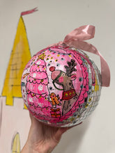Load image into Gallery viewer, 20cm Large Christmas Disco Ball ‘Pink Christmas’
