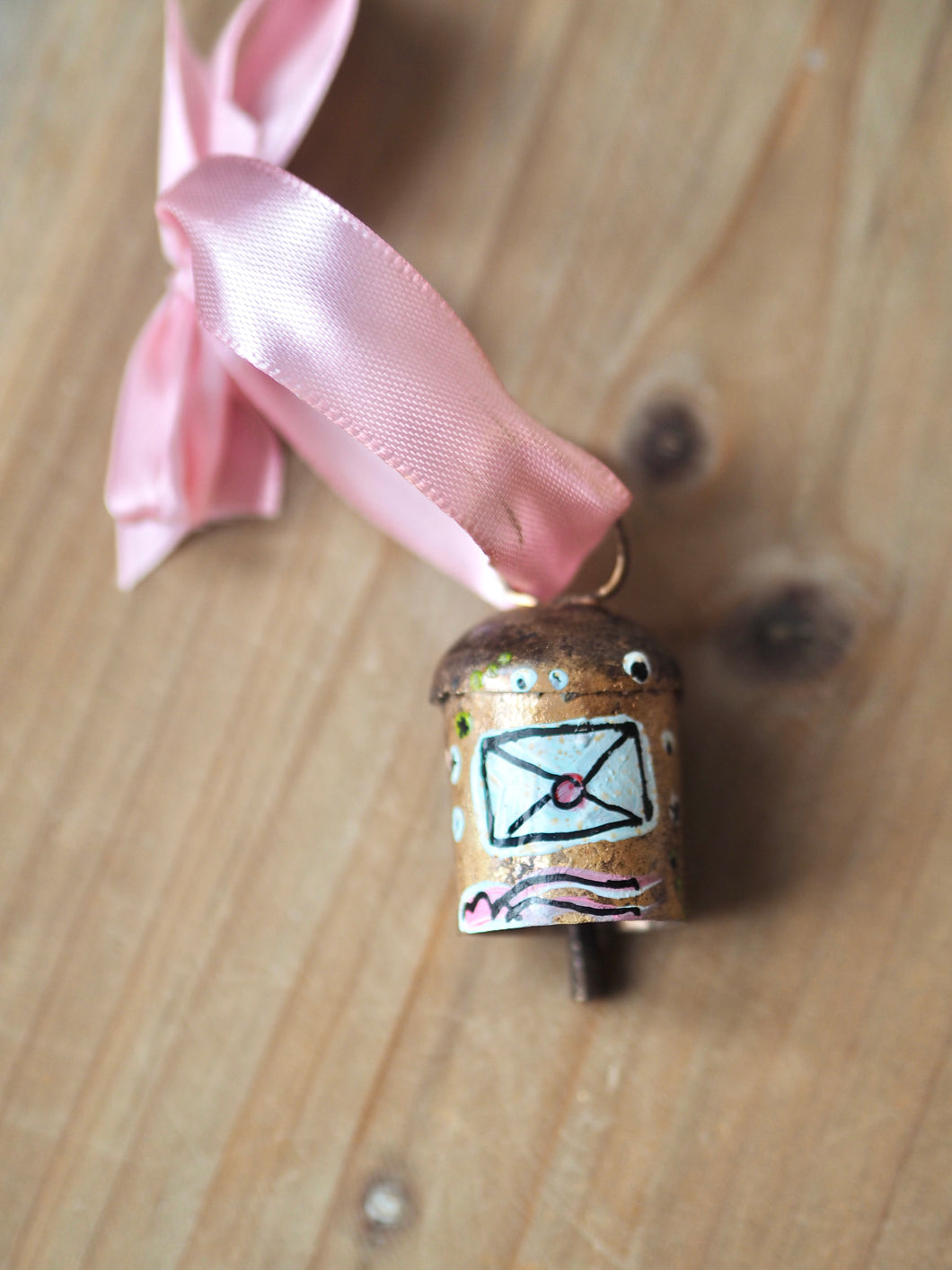 Hand Painted Dinky Brass Bell ‘Envelope Magic’