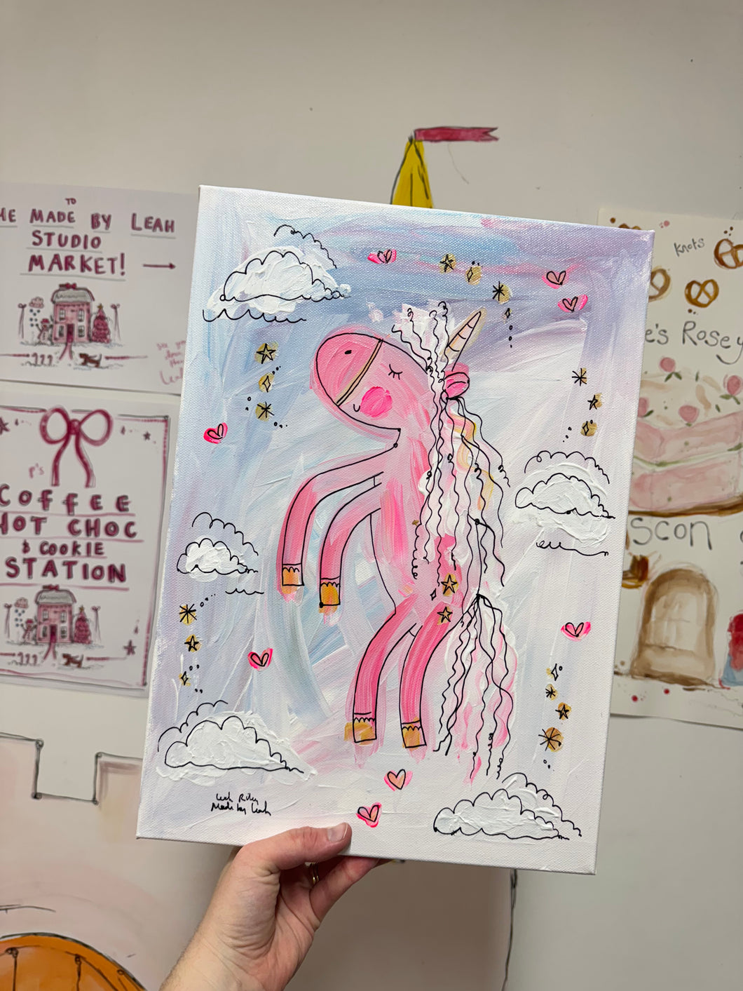 A3 Hand Painted Box Canvas “Gorgeous Unicorn”