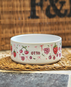 The Personalised Berries Dog Bowl