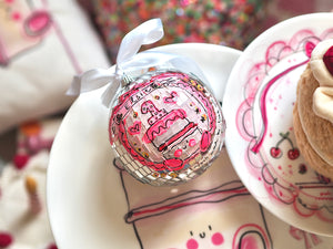 Hand Painted Personalsied Pink Cake 10cm Disco Ball