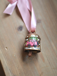 Hand Painted Brass Bell 5 ‘Driving Home For Christmas’