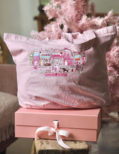 Load image into Gallery viewer, Luxury Vintage Washed Pink Tote ‘The Cutie Christmas Village’
