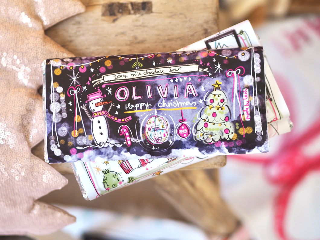 XL 200g Personalised Disco Christmas Milk Chocolate Bar