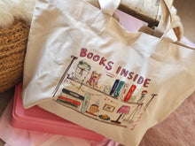 Load image into Gallery viewer, XL ‘BOOKS INSIDE’ Tote Bag
