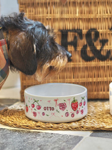 The Personalised Berries Dog Bowl