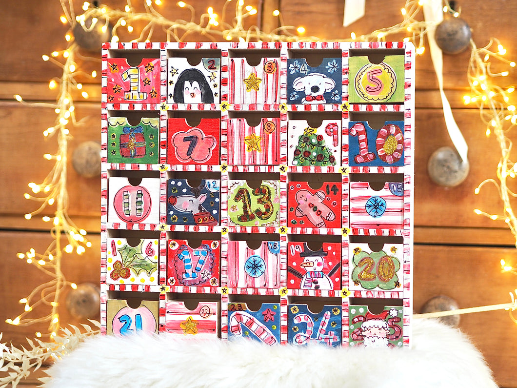 The Hand Painted Classic Christmas Wooden Advent Calendar