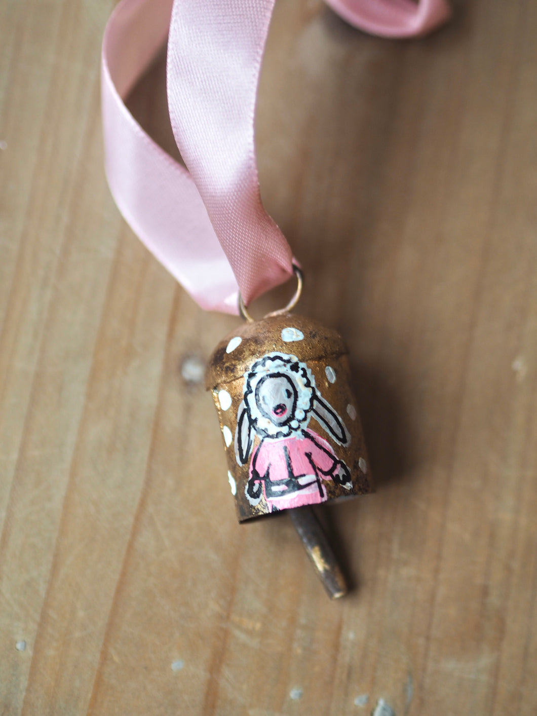 Hand Painted Dinky Brass Bell ‘Snow Suit Bunny’