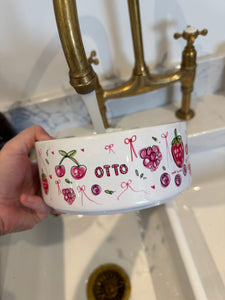 The Personalised Berries Dog Bowl