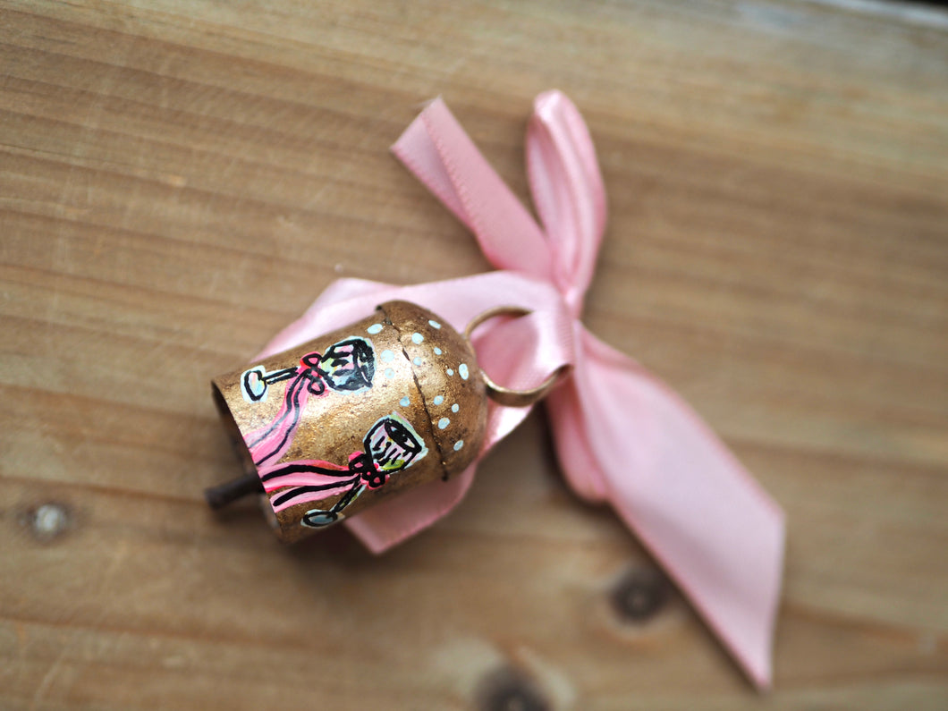 Hand Painted Dinky Brass Bell ‘Cocktail Cheers’