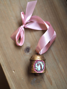 Hand Painted Brass Bell 4 ‘Candy Cane Lane’