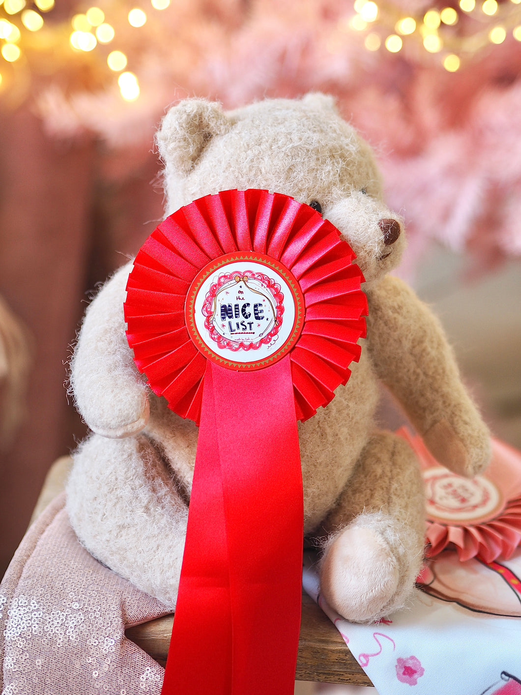 The Personalised ‘On The Nice List’ Luxury Rosette, Red