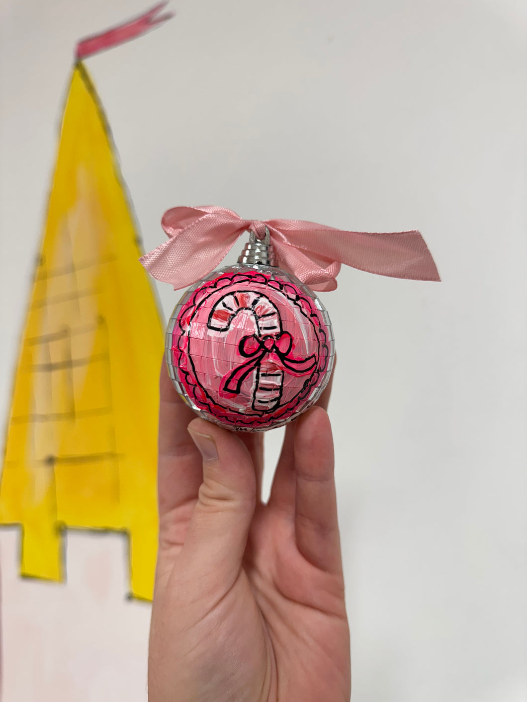 Disco Ball Hanging Bauble ‘Candy Cane Cutie’