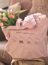 Load image into Gallery viewer, Luxury Vintage Washed Pink Tote ‘Cookies- Sweet Treats Inside’
