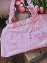 Load image into Gallery viewer, Luxury Vintage Washed Pink Tote ‘Remember Bows’
