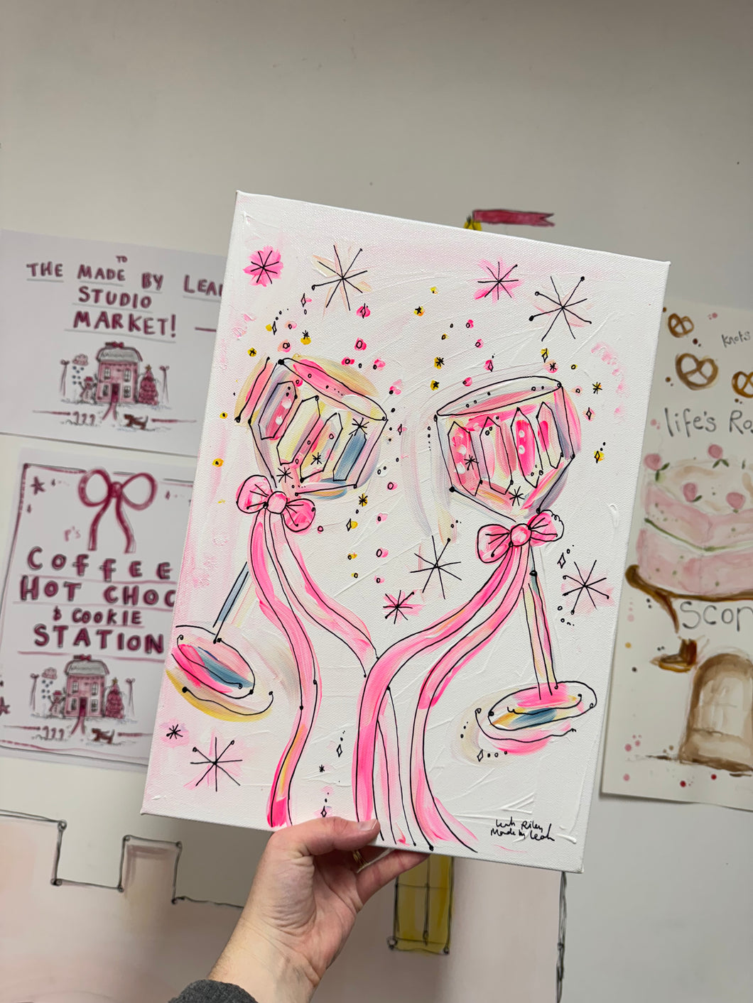 A3 Hand Painted Box Canvas “Cheers”