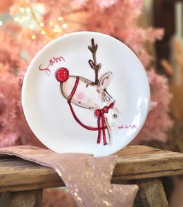 The Ceramic Personalised Red Reindeer Plate
