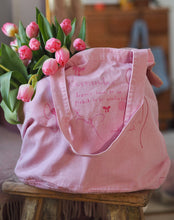 Load image into Gallery viewer, Luxury Vintage Washed Pink Tote ‘Remember Bows’
