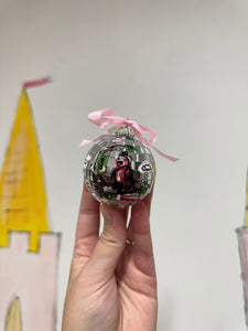 Disco Ball Hanging Bauble 16 ‘Robin on a branch’