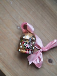 Hand Painted Brass Bell 15 ‘Red Bow Reindeer’