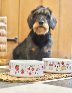 The Personalised Berries Dog Bowl