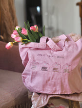Load image into Gallery viewer, Luxury Vintage Washed Pink Tote ‘Cookies- Sweet Treats Inside’

