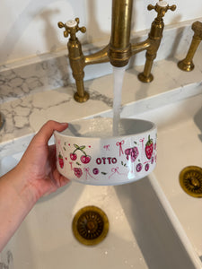The Personalised Berries Dog Bowl