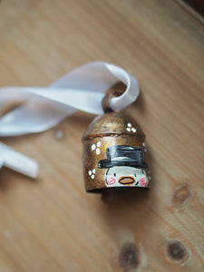 Hand Painted Brass Bell 7 ‘Black Hat Snowman’