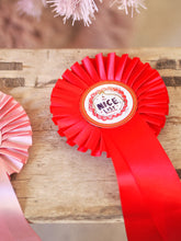 Load image into Gallery viewer, The Personalised ‘On The Nice List’ Luxury Rosette, Red
