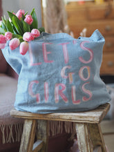 Load image into Gallery viewer, Luxury Vintage Washed Blue Denim Tote ‘Let’s Go Girls’
