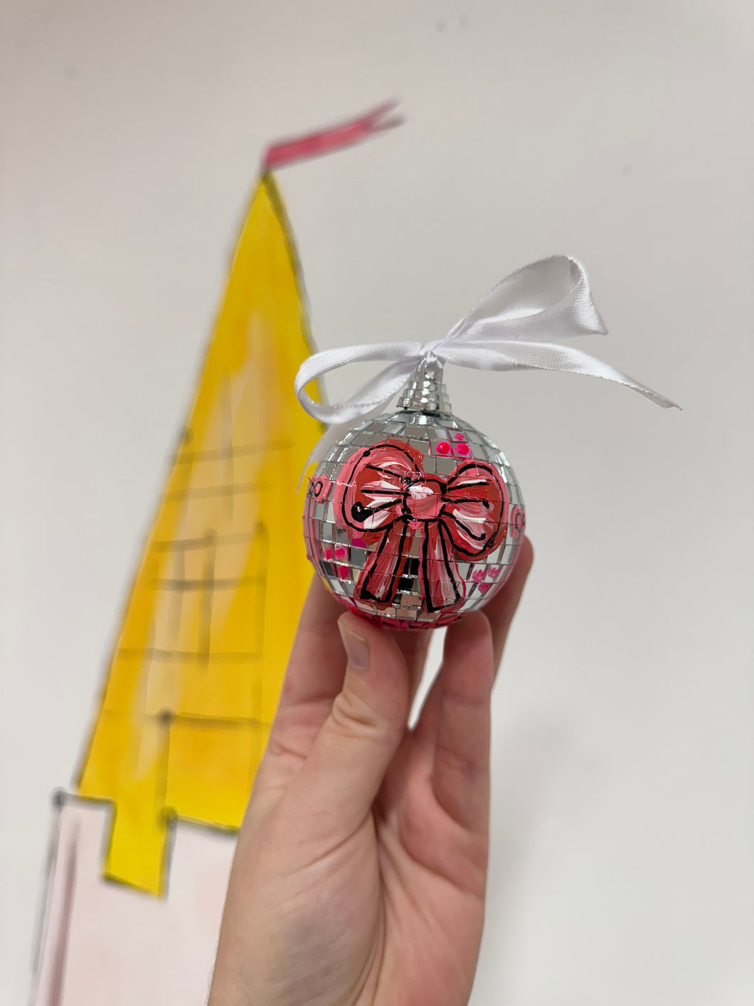 Disco Ball Hanging Bauble ‘Big Bow’