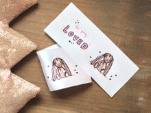 Load image into Gallery viewer, Pair of sew in fabric labels ‘So Very Loved’ x ‘Bunnies’

