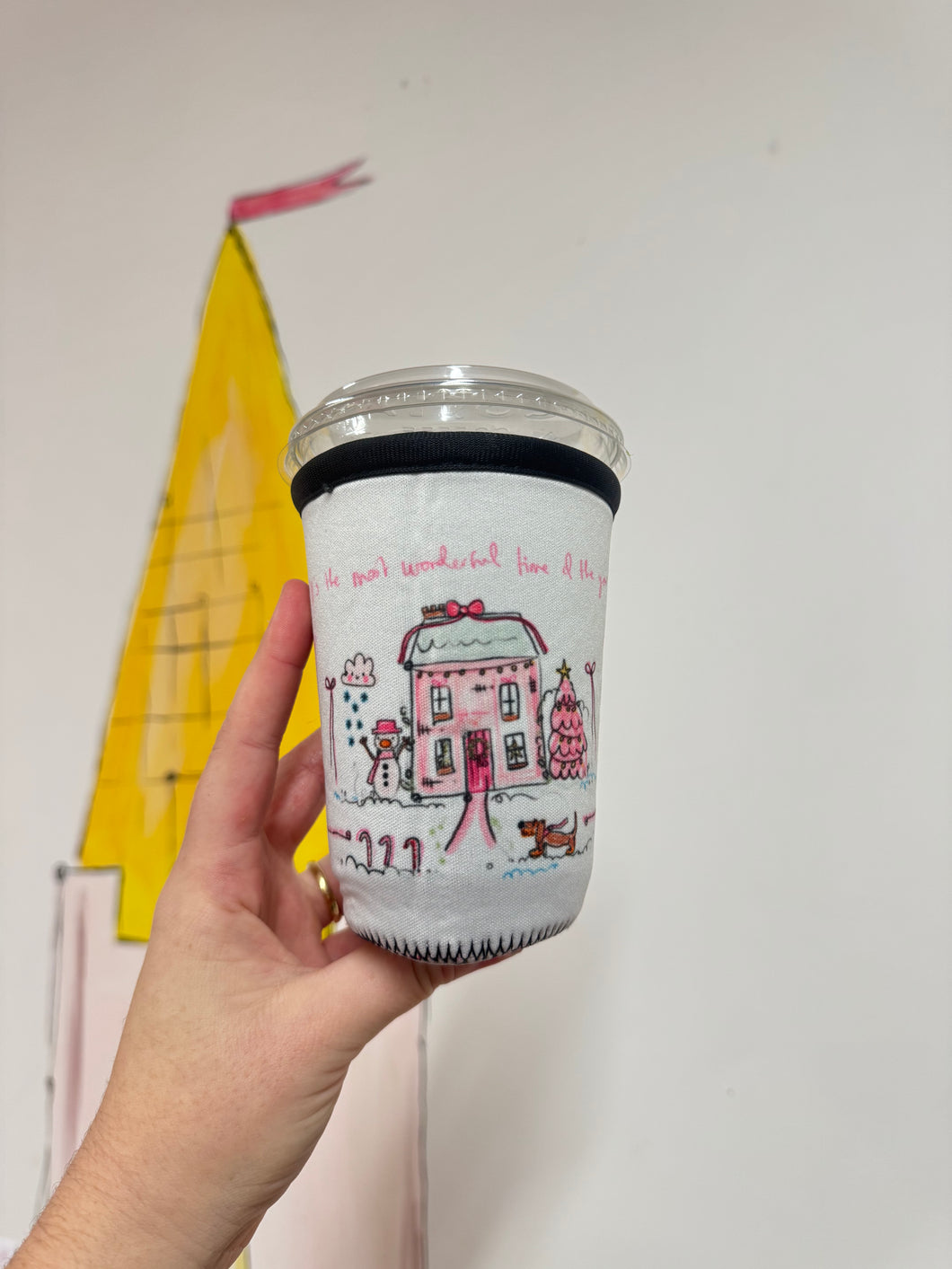 ‘Pink House Girly’ Coffee Cosy Sleeve