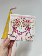 Load image into Gallery viewer, 15x15cm Hand Painted Box Canvas “Cheers”
