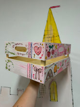 Load image into Gallery viewer, Hand Painted Large Crate ‘The Happy Pink Doodles’
