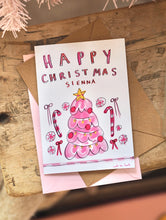 Load image into Gallery viewer, Personalised Pink Christmas Tree Card
