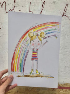 Girl Rainbow Art Print