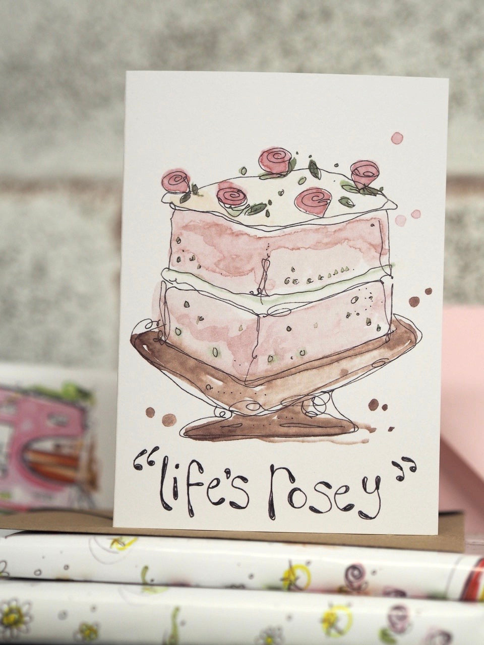 Life Is Rosey Cake Card