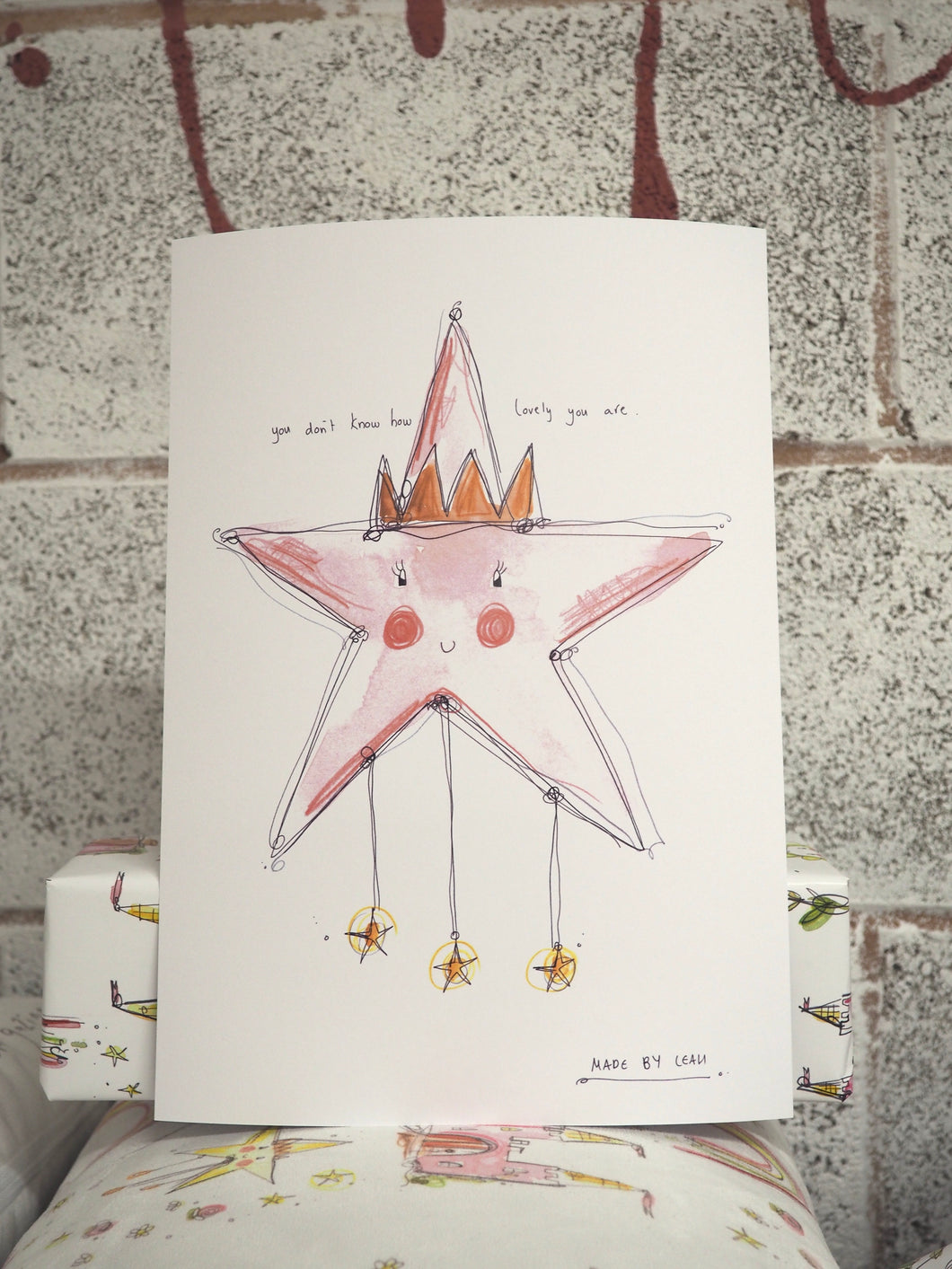 Pink 'Lovely' Star Art Print