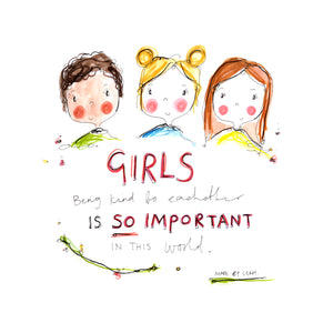 Girls Being Kind Art Print