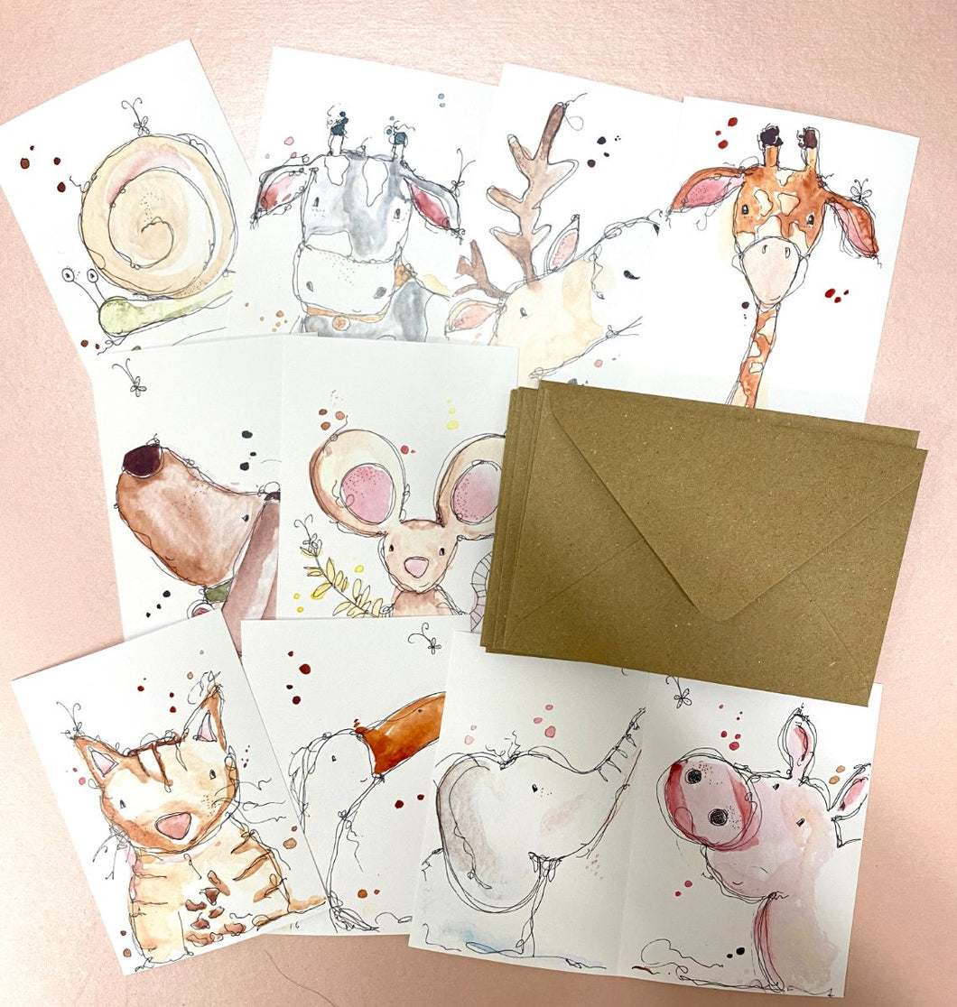 Animals Pack of 10 Postcards