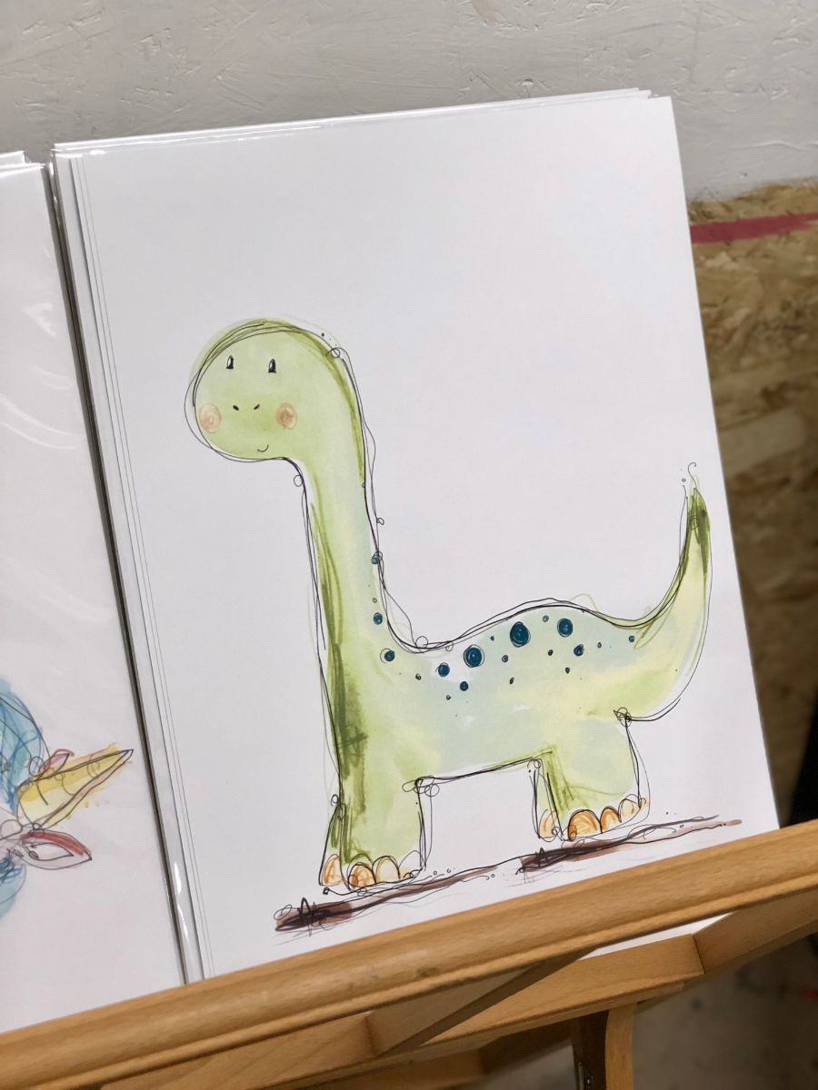 Green Dinosaur Art Print