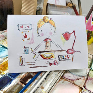 Girl Doing Art Card