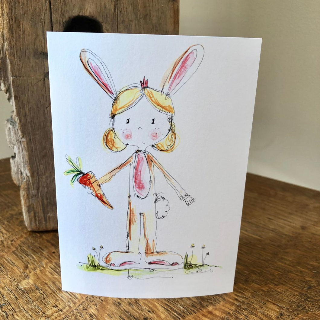 Girl Dressed As A Rabbit Card